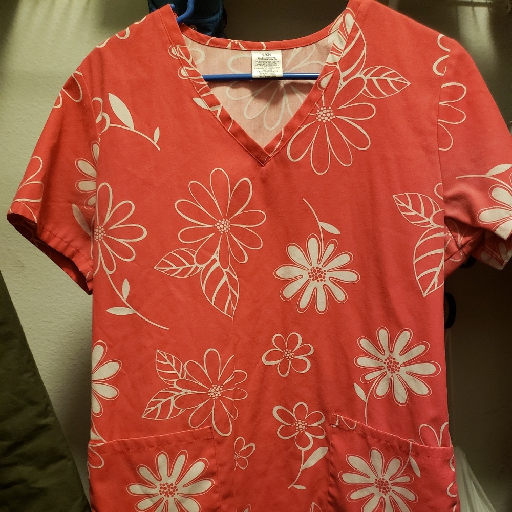 Cute floral scrub top